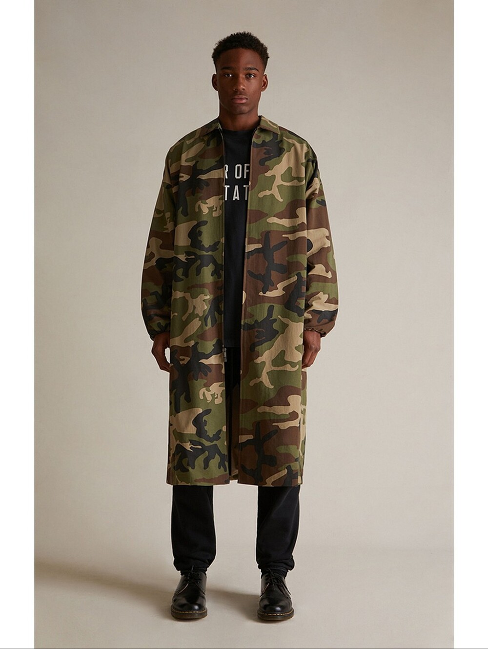🆕️ Fear of God ESSENTIALS Woodland Camo Nylon Trench Jacket XL Streetwear